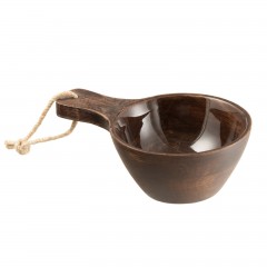 BOWL W. HANDLE MANGO WOOD BROWN 